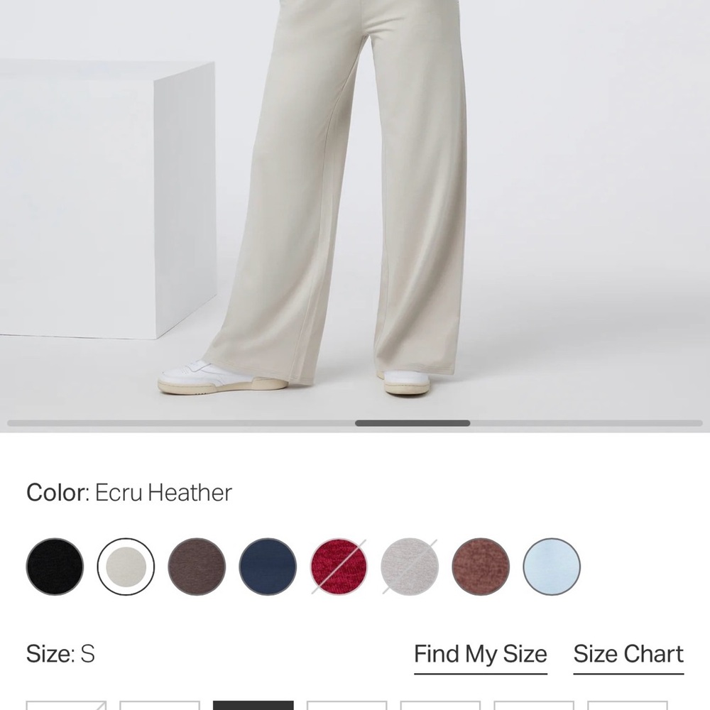 NWOT Vuori Halo Essential Wideleg Pant Ecru Heather Women’s Small - Picture 7 of 9